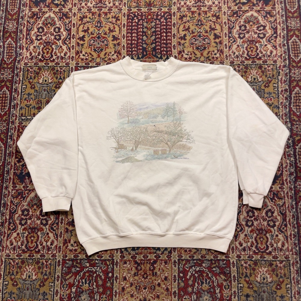 VTG 90s Northern Reflections White Nature Graphic Sweatshirt Mens Large USA Made